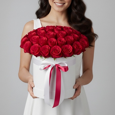 Roses in box delivery for Moscow