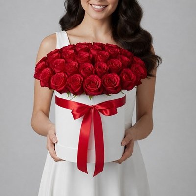 Roses in box delivery for Moscow
