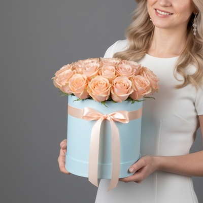 Roses in box delivery to Russia